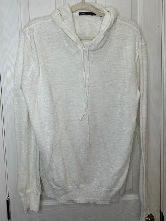 Vince Sweaters - Vince Linen Blend Slub Knit Pullover Hoodie 
White XL